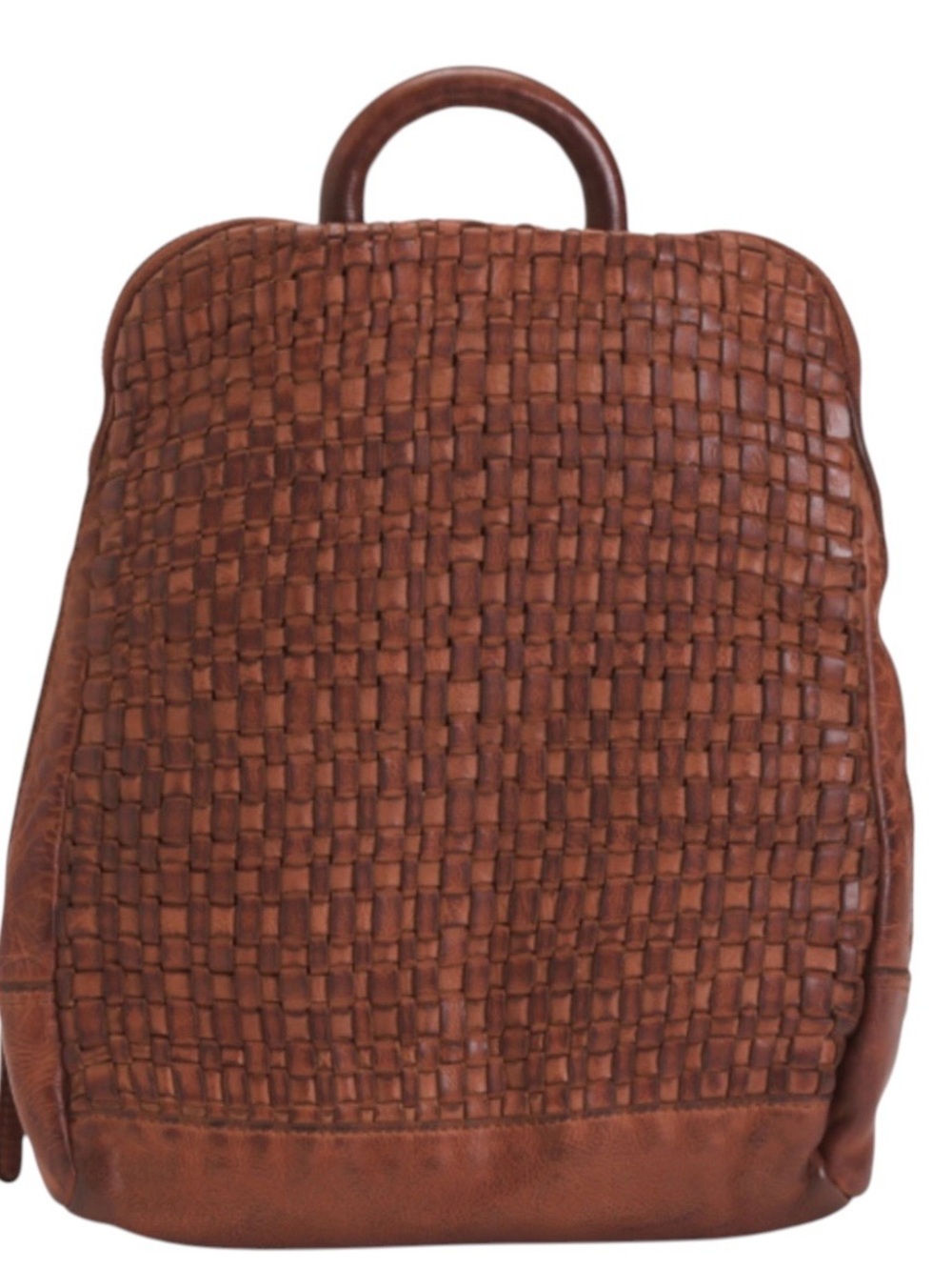 Vilenca Holland Cognac Woven Genuine Leather Backpack